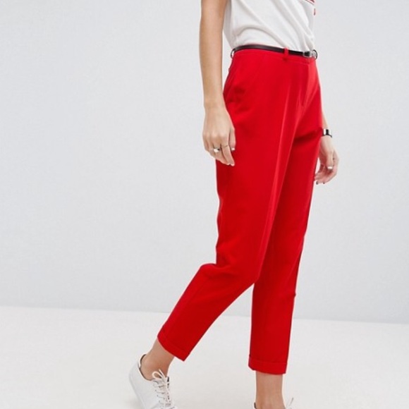 ASOS Pants - ASOS slim tailored cigarette pants with belt